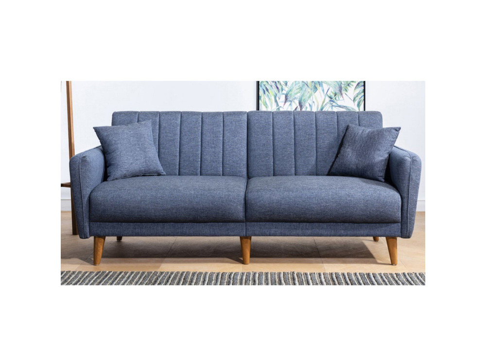Divano letto a 3 posti in tessuto "Aqua" 205 x 85 x 85 cm - Blu scuro