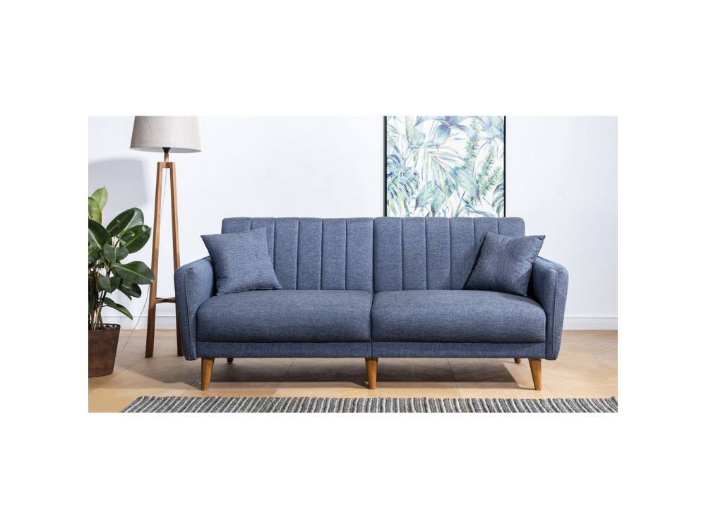 Divano letto a 3 posti in tessuto "Aqua" 205 x 85 x 85 cm - Blu scuro
