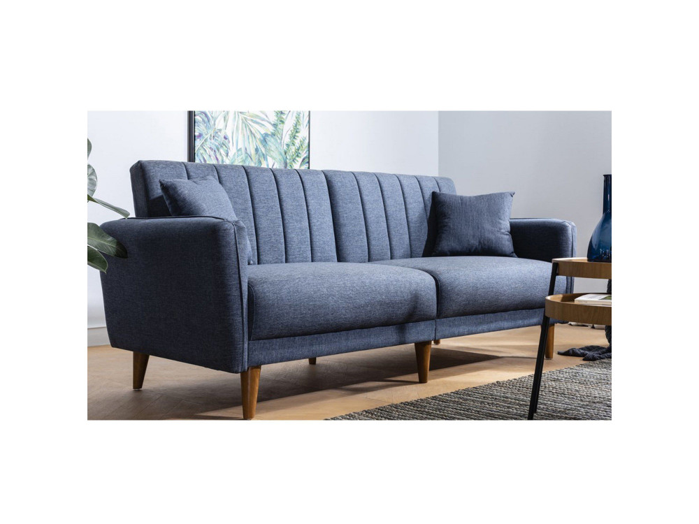 Divano letto a 3 posti in tessuto "Aqua" 205 x 85 x 85 cm - Blu scuro