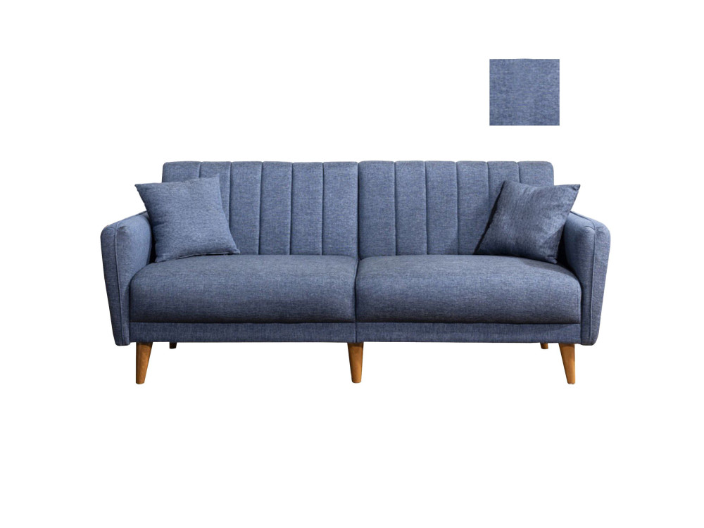 Divano letto a 3 posti in tessuto "Aqua" 205 x 85 x 85 cm - Blu scuro