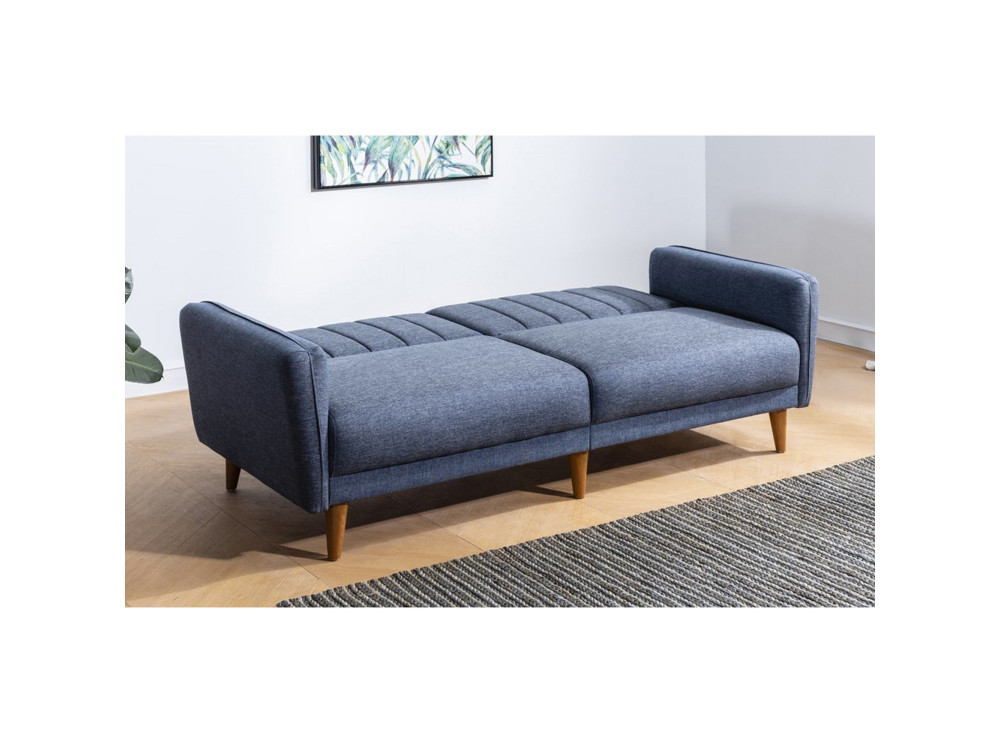 Divano letto a 3 posti in tessuto "Aqua" 205 x 85 x 85 cm - Blu scuro