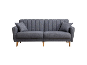 Divano letto a 3 posti in tessuto "Aqua" 205 x 85 x 85 cm - Grigio scuro