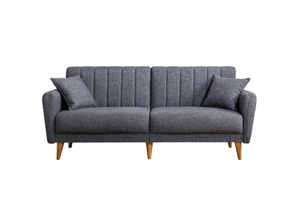 Divano letto a 3 posti in tessuto "Aqua" 205 x 85 x 85 cm - Grigio scuro