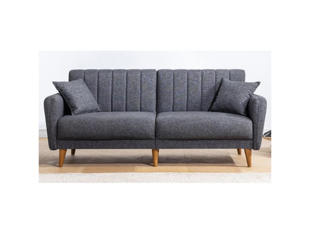 Divano letto a 3 posti in tessuto "Aqua" 205 x 85 x 85 cm - Grigio scuro