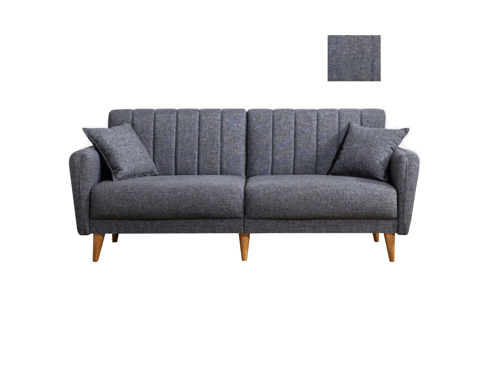 Divano letto a 3 posti in tessuto "Aqua" 205 x 85 x 85 cm - Grigio scuro