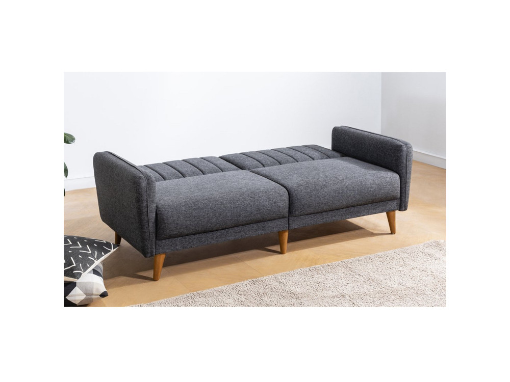 Divano letto a 3 posti in tessuto "Aqua" 205 x 85 x 85 cm - Grigio scuro