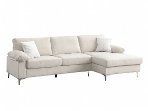 Divano angolare destro "Jade" in tessuto di ciniglia - 3 posti - Beige