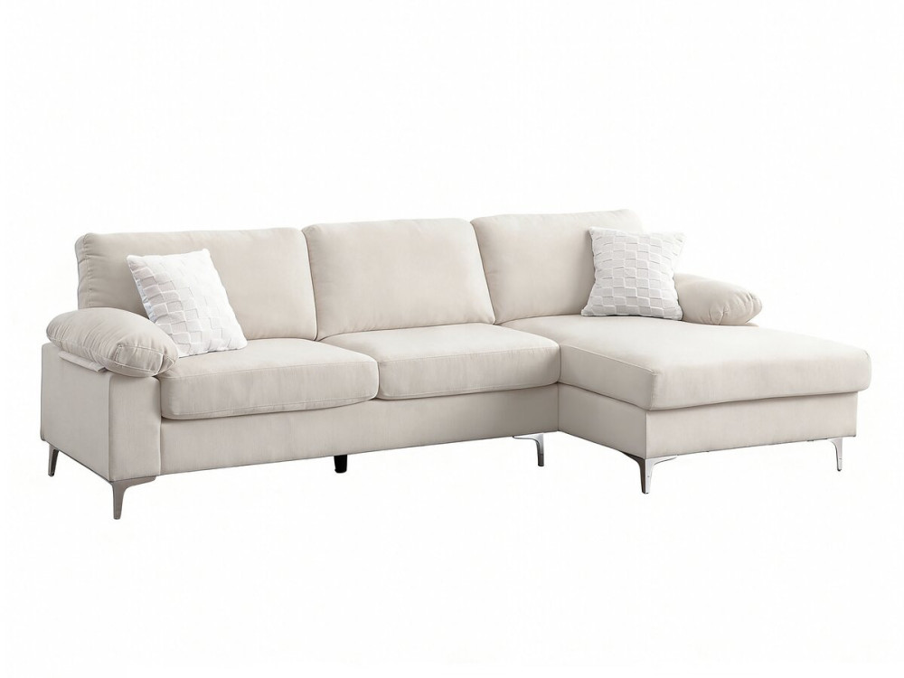 Divano angolare destro "Jade" in tessuto di ciniglia - 3 posti - Beige