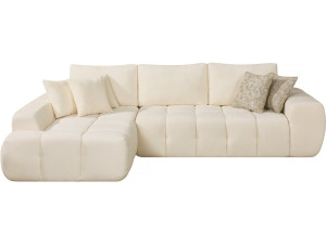 Divano angolare sinistro "Sidonie" in tessuto a bolle - 4 posti - Beige