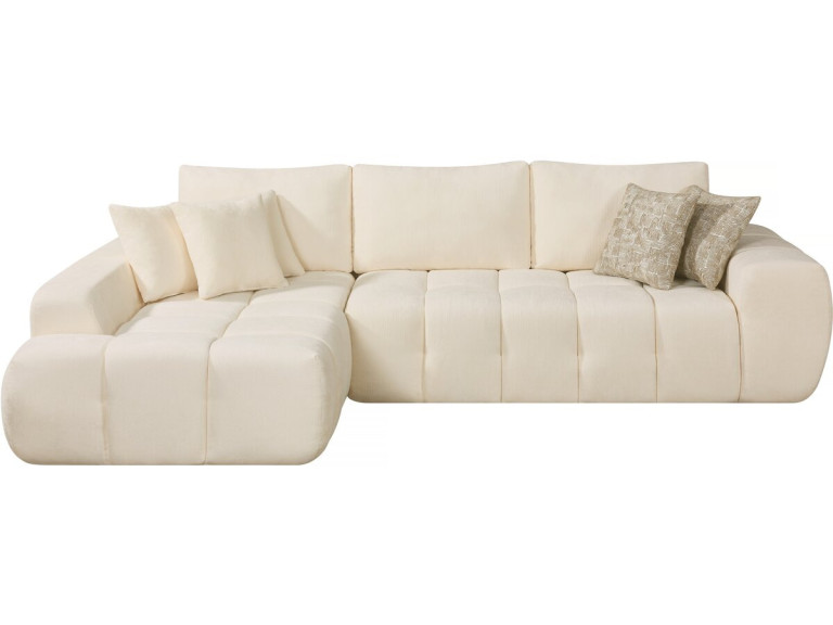 Divano angolare sinistro "Sidonie" in tessuto a bolle - 4 posti - Beige