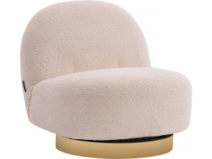 Poltrona bouclette girevole "Churchill" - 76 x 80 x 74 cm - Bianco