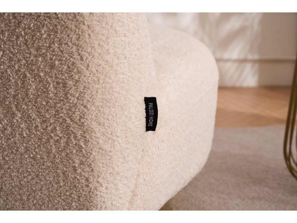 Poltrona bouclette girevole "Churchill" - 76 x 80 x 74 cm - Bianco