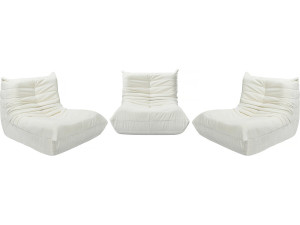 Set di 3 poltrone componibili in tessuto testurizzato "Velasca" - Bianco