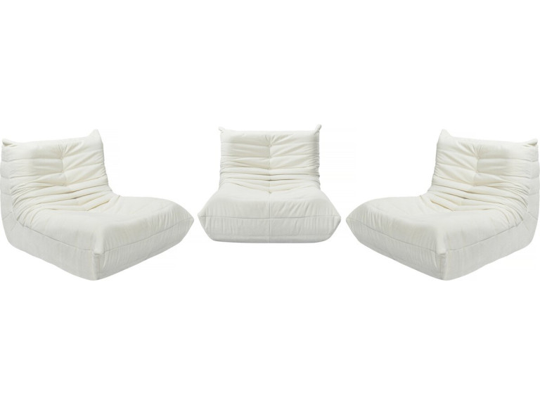 Set di 3 poltrone componibili in tessuto testurizzato "Velasca" - Bianco