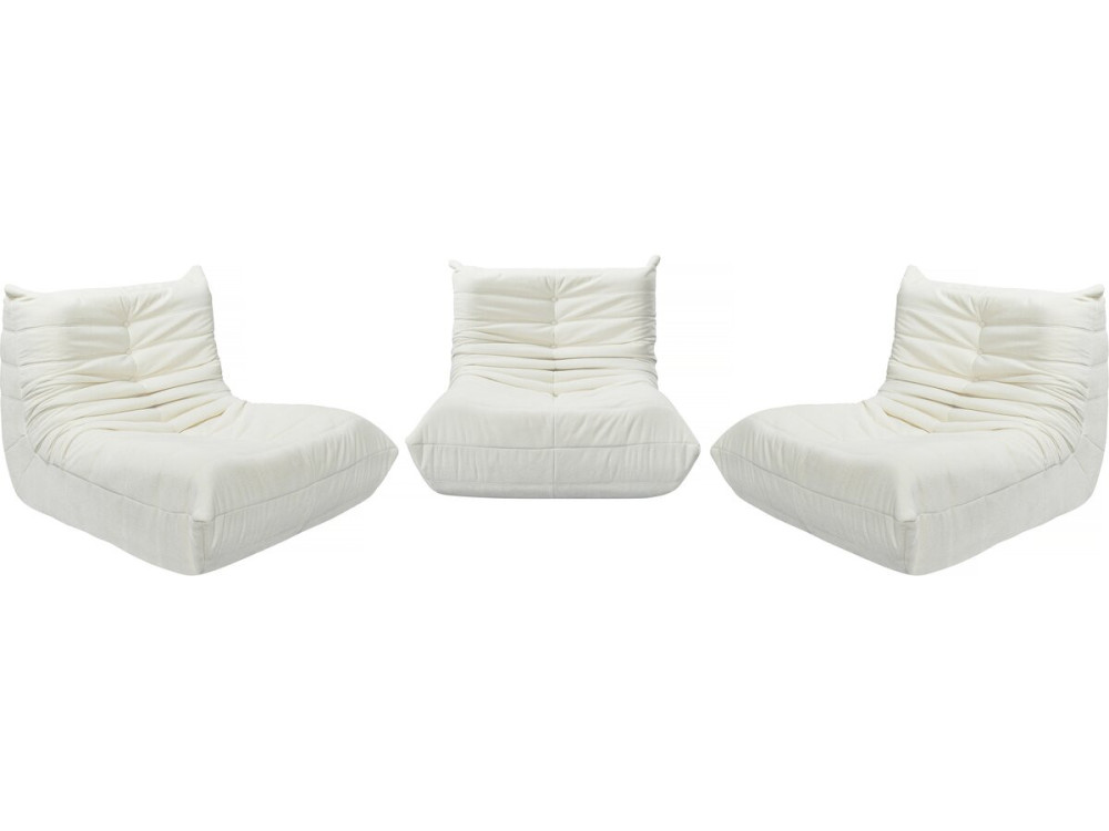 Set di 3 poltrone componibili in tessuto testurizzato "Velasca" - Bianco