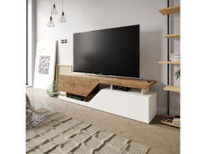 Mobile TV "Ceelias" - 160 x 35 x 46 cm - Bianco/Marrone scuro 2