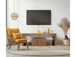 Mobile TV di design in legno "Hugo" - 140 x 40 x 50 cm - Marrone 2