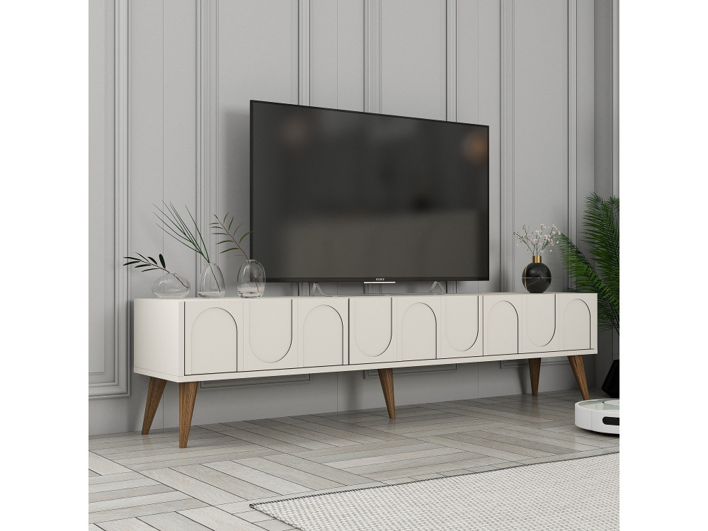 Mobile TV in legno "Lyon" - 180 x 35 x 44 cm - Crema/Noce