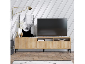 Porta TV in legno "Ross" - 180 x 35 x 52 cm - Rovere 2