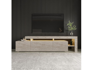 Porta TV in legno "Beliz" - 192 x 37 x 53 cm - Travertino 2