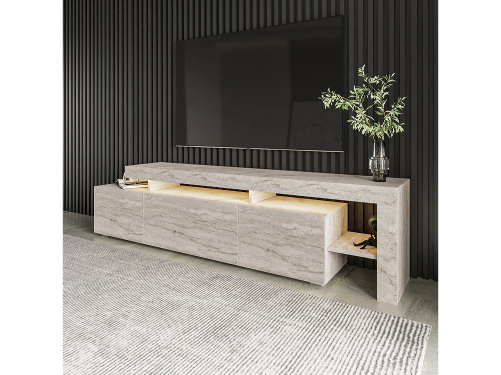 Porta TV in legno "Beliz" - 192 x 37 x 53 cm - Travertino