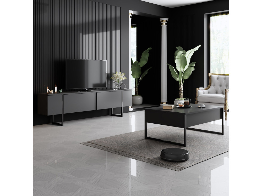 Porta TV in legno "Luxe" 180 x 30 x 50 cm - Antracite