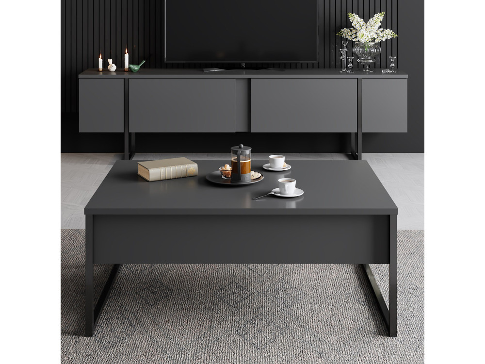 Porta TV in legno "Luxe" 180 x 30 x 50 cm - Antracite