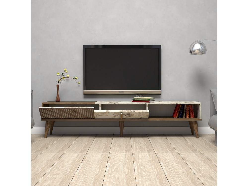 Porta TV in legno "Milan" - 180 x 35 x 40 cm - NoceBianco
