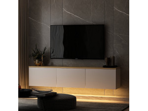 Porta TV in legno "Neon" 160 x 32 x 35 cm - Bianco 2