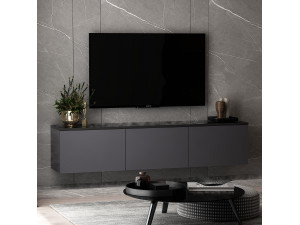Porta TV in legno "Neon" 160 x 32 x 35 cm - Antracite 2