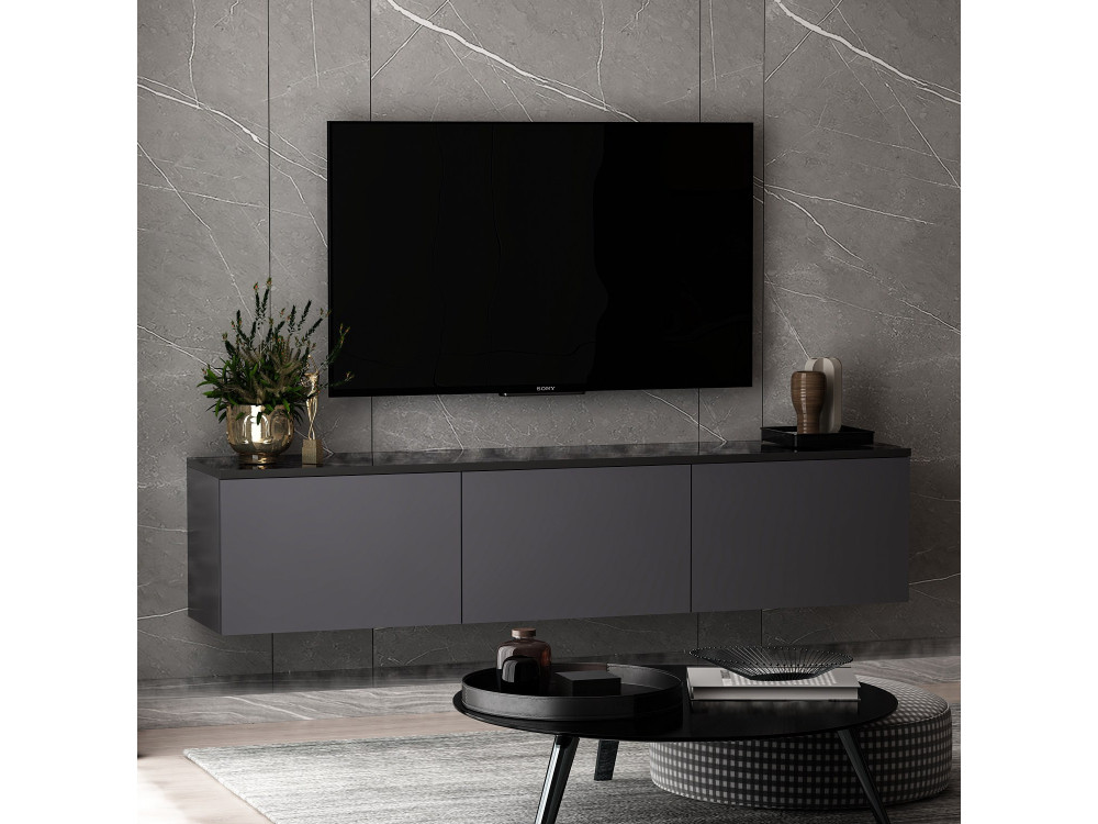 Porta TV in legno "Neon" 160 x 32 x 35 cm - Antracite