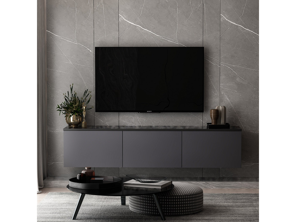 Porta TV in legno "Neon" 160 x 32 x 35 cm - Antracite