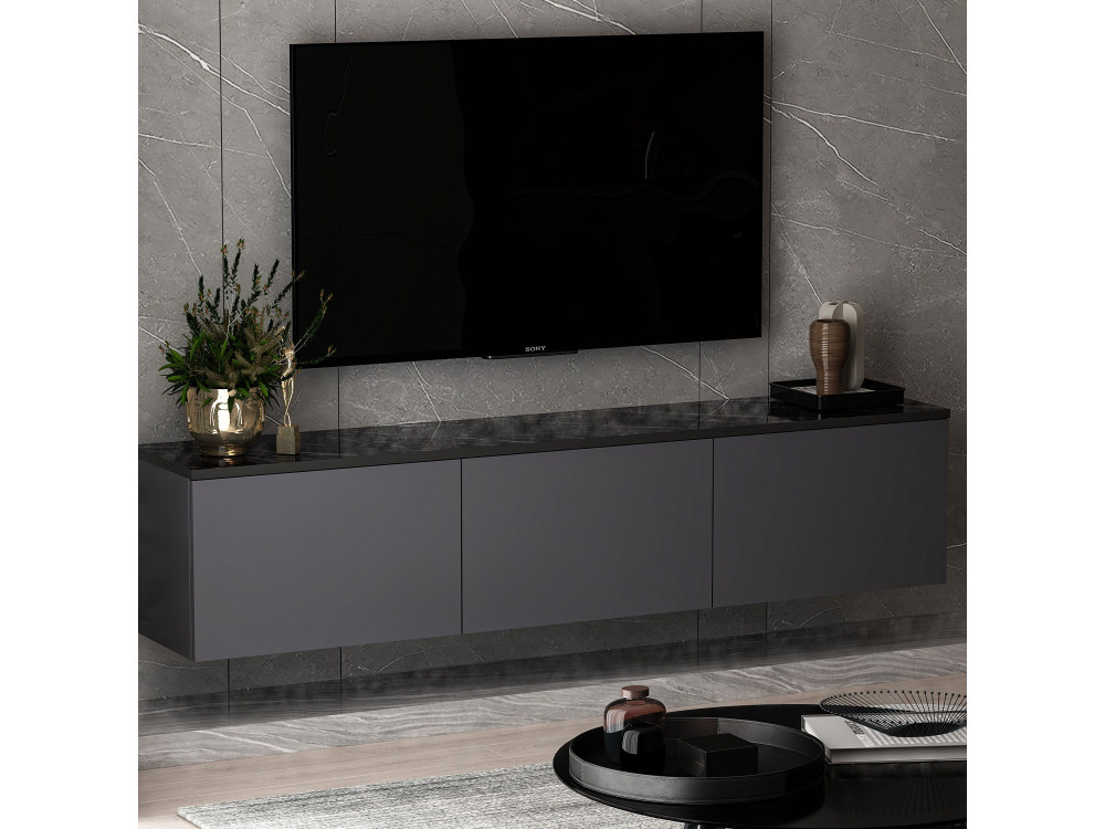 Porta TV in legno "Neon" 160 x 32 x 35 cm - Antracite