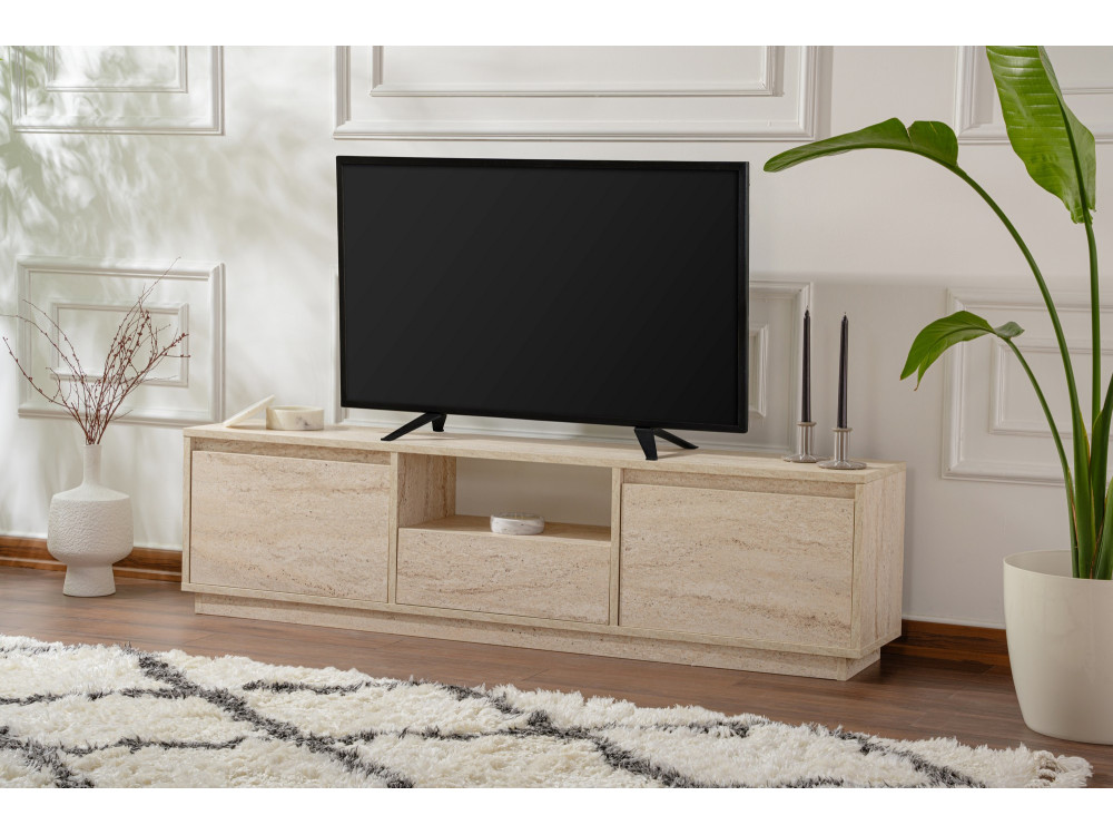 Porta TV in legno "Vanguard" - 160 x 29 x 42 cm - Travertino