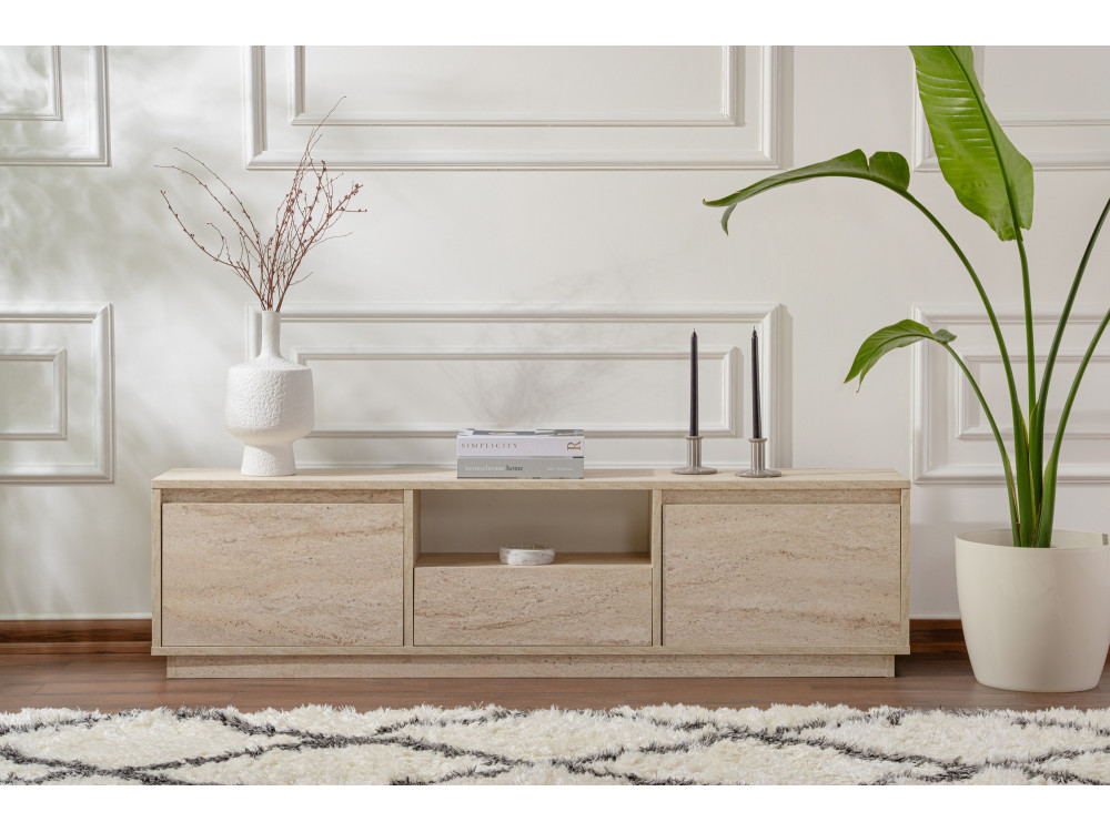 Porta TV in legno "Vanguard" - 160 x 29 x 42 cm - Travertino