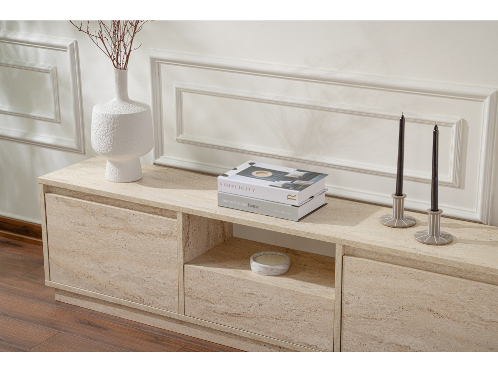 Porta TV in legno "Vanguard" - 160 x 29 x 42 cm - Travertino