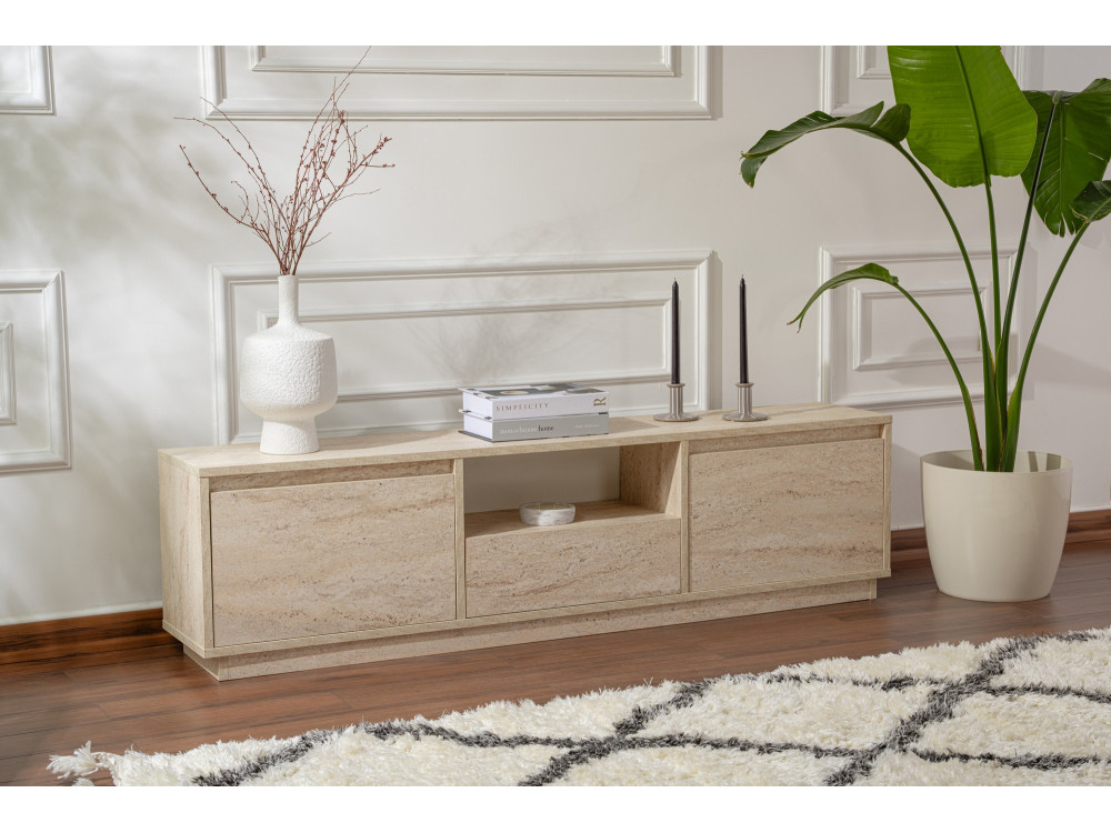 Porta TV in legno "Vanguard" - 160 x 29 x 42 cm - Travertino