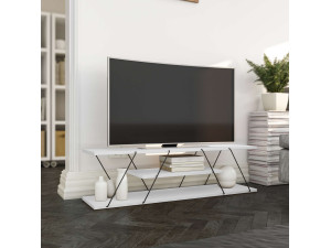 Mobile TV in legno "April" - 120 x 30 x 33 cm - Bianco/Nero 2