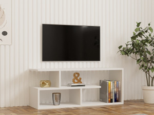 Mobile TV in legno "Cafu" - 100 x 29 x 40 cm - Bianco 2