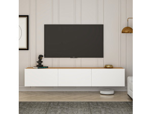 Mobile TV in legno "West" - 150 x 32 x 30 cm - Pino bianco atlantico 2