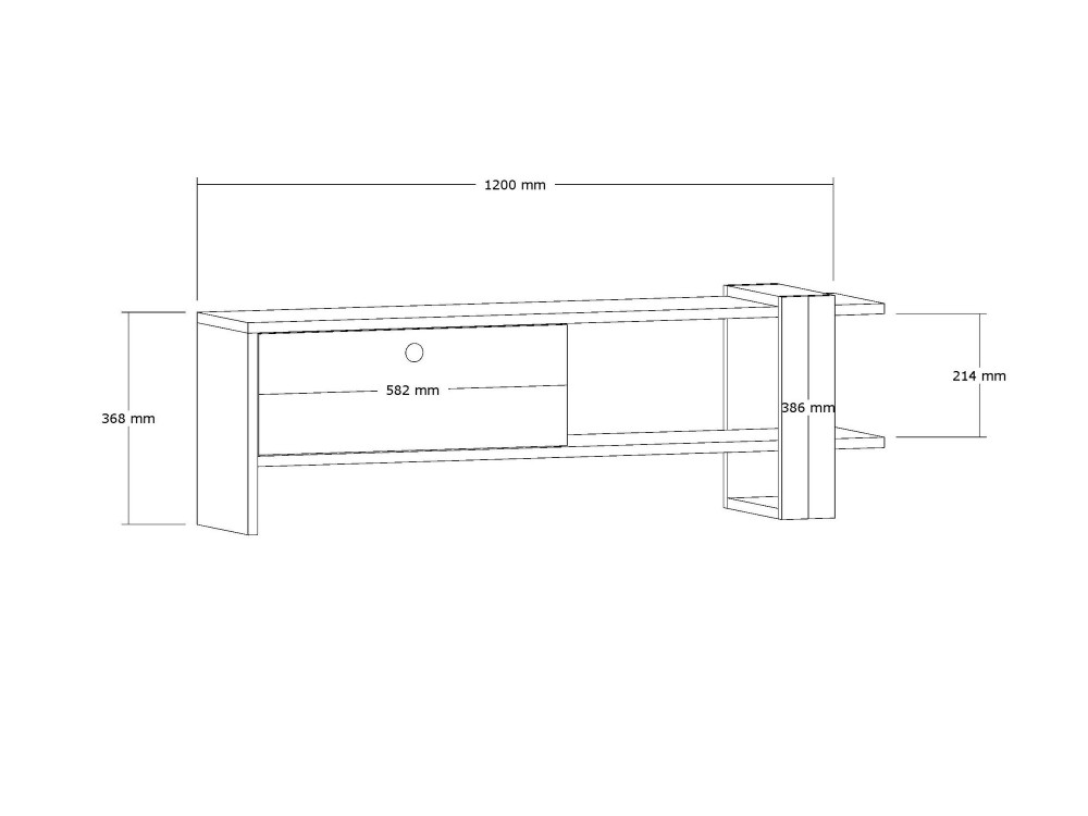 Mobile TV in legno "Ova" - 120 x 25 x 36 cm - Rovere antracite