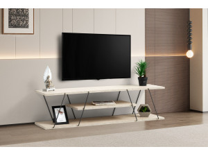Mobile TV in legno "Canaz" - 120 x 30 x 33 cm - Travertino Nero 2