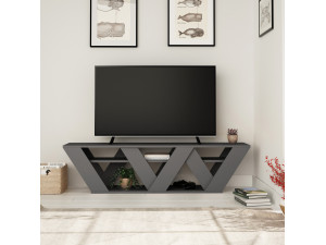 Porta TV in legno "Ralla" - 158 x 30 x 40 cm - Antracite 2