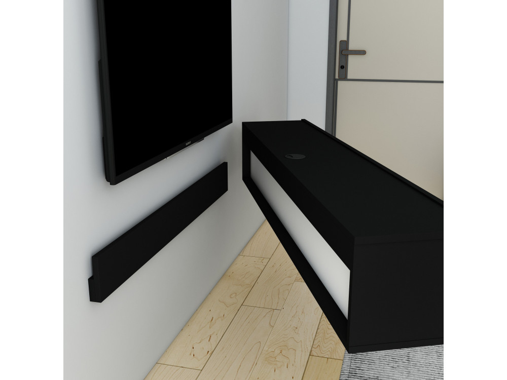 Porta TV in legno "Denby" - 160 x 31 x 29 cm - Nero