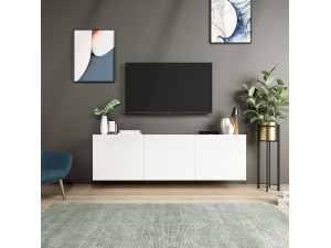 Porta TV in legno "White" - 150 x 31 x 44 cm - Bianco 2