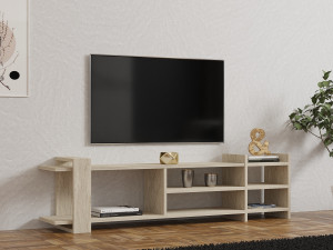 Porta TV in legno "Zeyna" - 156 x 29 x 40 cm - Travertino 2