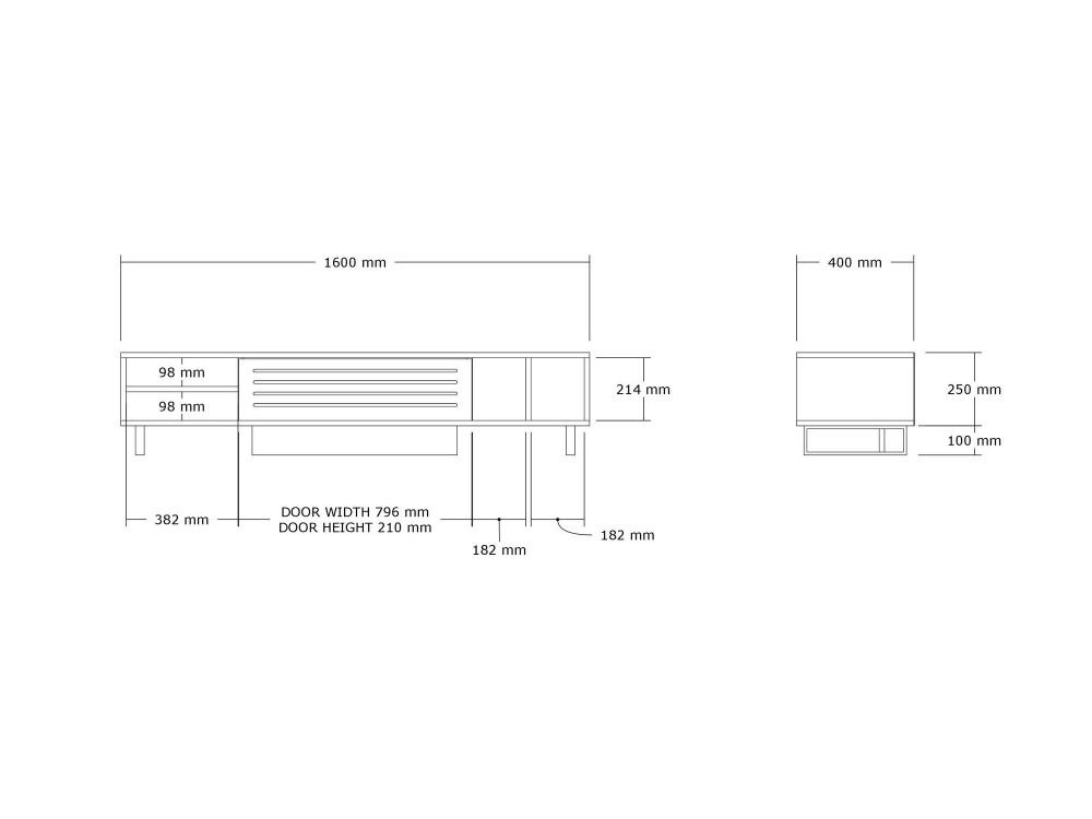 Porta TV in legno "Safir" 160 x 40 x 35 cm - Saphir