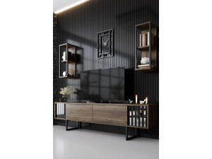 Porta TV in legno "Chrome Line" - 180 x 30 x 48 cm - NoceNero 2
