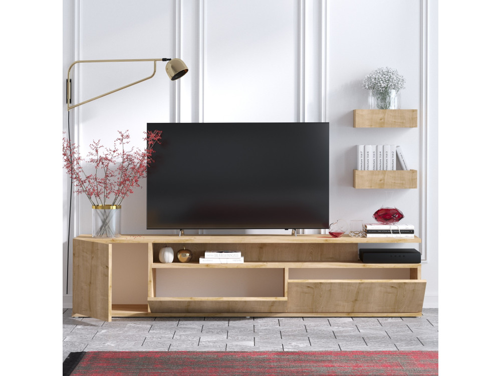 Porta TV in legno "Alika" - 180 x 35 x 45 cm - Rovere
