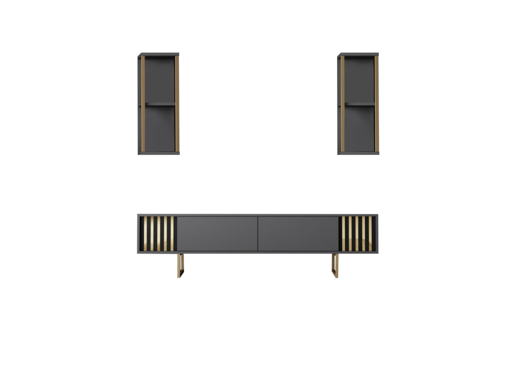 Porta TV in legno "Gold Line" - 180 x 30 x 48 cm - Nero antracite